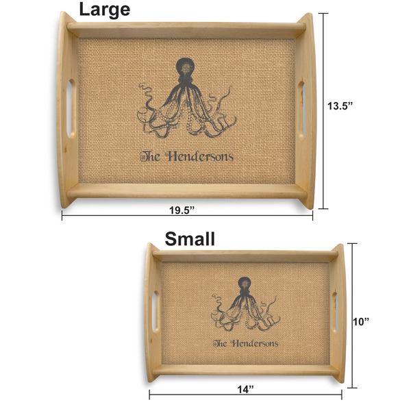 Octopus & Burlap Print Serving Tray Wood Sizes
