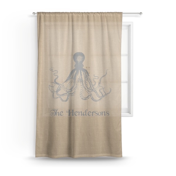 Custom Octopus & Burlap Print Sheer Curtain - 50"x84" (Personalized)