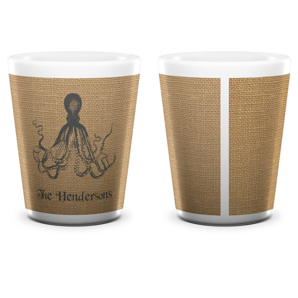 Octopus & Burlap Print Shot Glass - White - APPROVAL