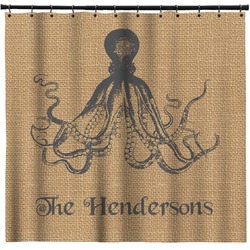 Octopus & Burlap Print Shower Curtain - Custom Size (Personalized)