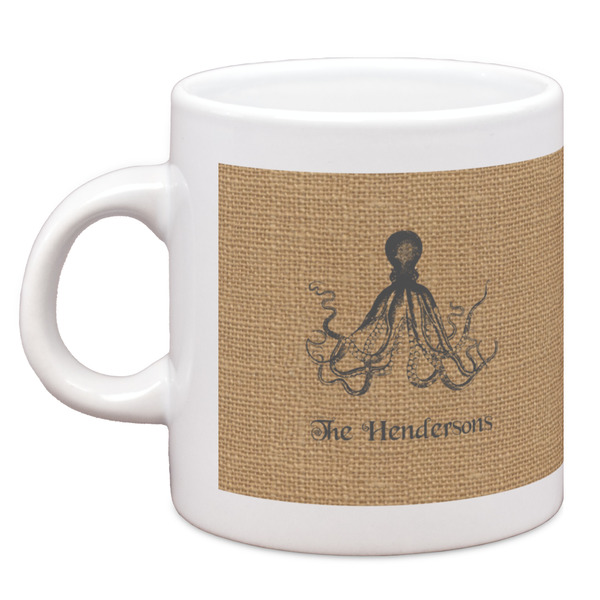 Octopus & Burlap Print Single Shot Espresso Cup - Single Front