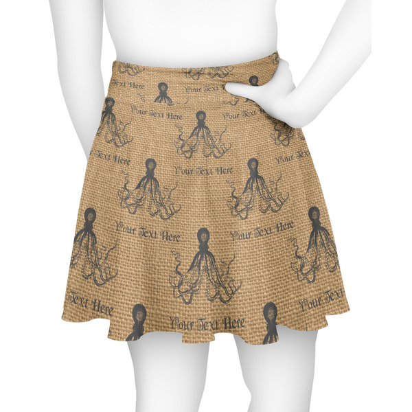 Octopus & Burlap Print Skater Skirt - Back