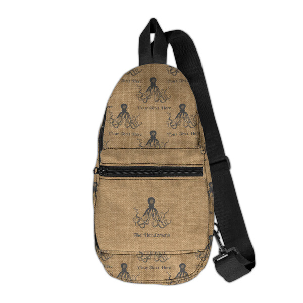 Custom Octopus & Burlap Print Sling Bag (Personalized)