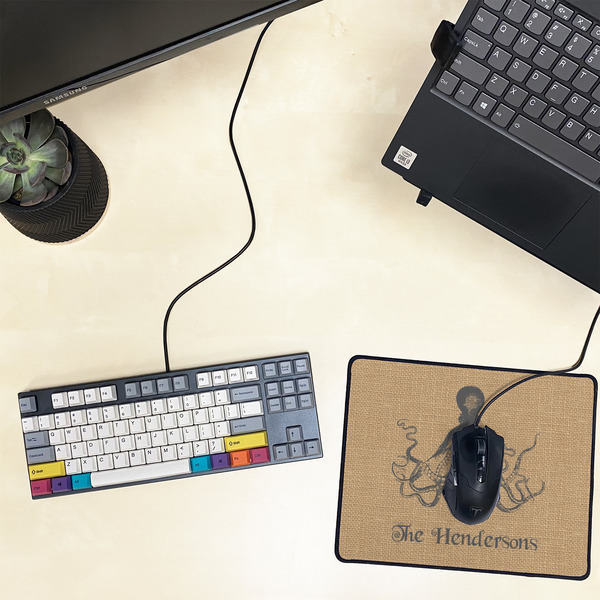 Octopus & Burlap Print Small Gaming Mats - LIFESTYLE