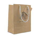 Octopus & Burlap Print Small Gift Bag (Personalized)