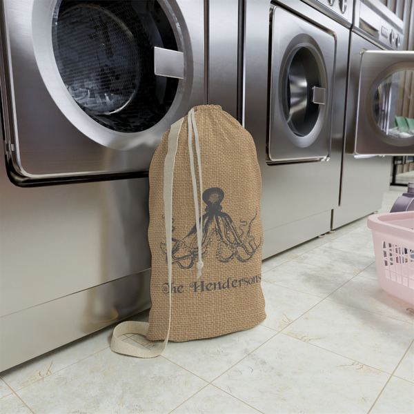 Octopus & Burlap Print Small Landry Bag - In Context