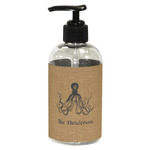 Octopus & Burlap Print Plastic Soap / Lotion Dispenser (8 oz - Small - Black) (Personalized)