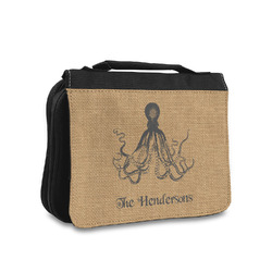 Octopus & Burlap Print Toiletry Bag - Small (Personalized)