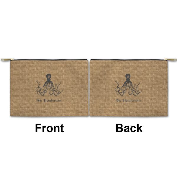 Octopus & Burlap Print Small Zipper Pouch Approval (Front and Back)