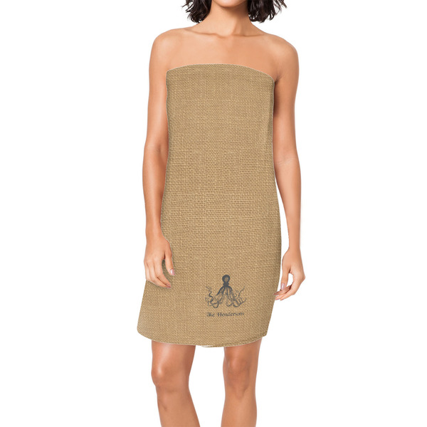 Custom Octopus & Burlap Print Spa / Bath Wrap w/ Name or Text