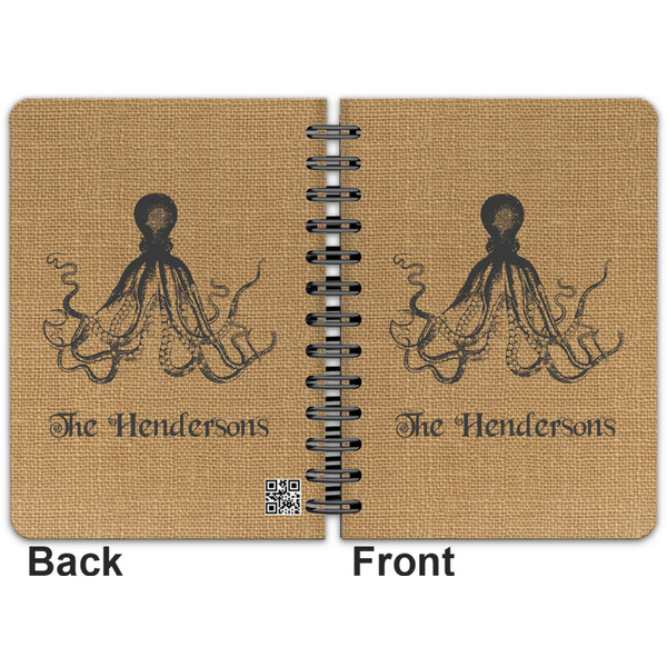 Octopus & Burlap Print Spiral Journal 5 x 7 - Apvl