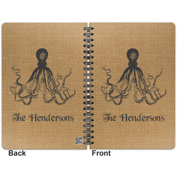 Octopus & Burlap Print Spiral Journal 7 x 10 - Apvl