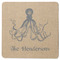 Octopus & Burlap Print Square Rubber Backed Coaster (Personalized)