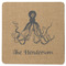 Octopus & Burlap Print Square Rubber Backed Coaster (Personalized)