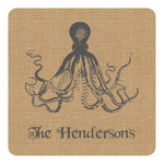 Octopus & Burlap Print Square Decal - Small (Personalized)
