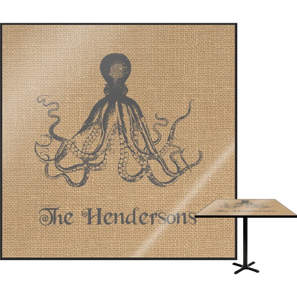 Custom Octopus & Burlap Print Square Table Top (Personalized)