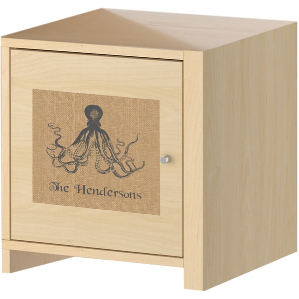 Octopus & Burlap Print Square Wall Decal on Wooden Cabinet