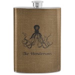 Octopus & Burlap Print Stainless Steel Flask (Personalized)