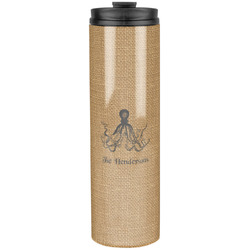 Octopus & Burlap Print Stainless Steel Skinny Tumbler - 20 oz (Personalized)