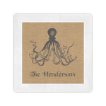 Octopus & Burlap Print Standard Cocktail Napkins (Personalized)