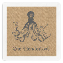 Octopus & Burlap Print Paper Dinner Napkins (Personalized)