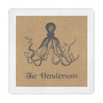 Octopus & Burlap Print Standard Decorative Napkins (Personalized)