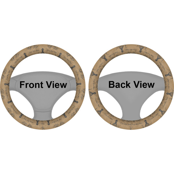 Octopus & Burlap Print Steering Wheel Cover- Front and Back