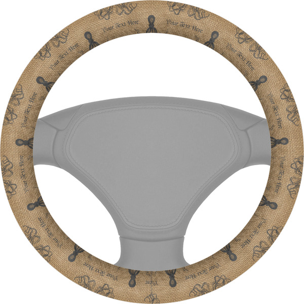 Custom Octopus & Burlap Print Steering Wheel Cover (Personalized)
