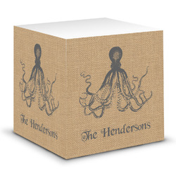 Octopus & Burlap Print Sticky Note Cube (Personalized)