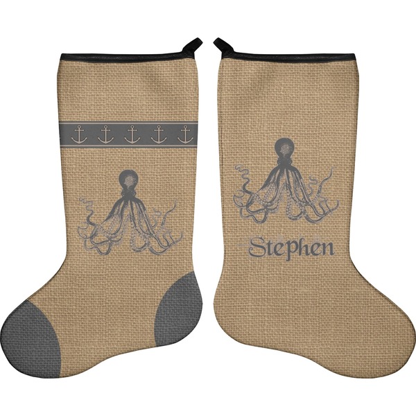 Octopus & Burlap Print Stocking - Double-Sided - Approval