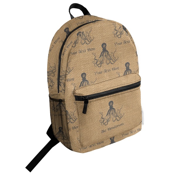 Custom Octopus & Burlap Print Student Backpack (Personalized)