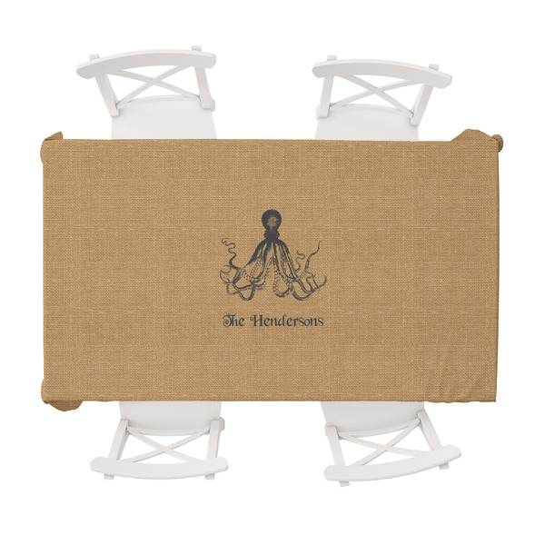 Custom Octopus & Burlap Print Tablecloth - 58"x102" (Personalized)