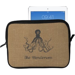 Octopus & Burlap Print Tablet Case / Sleeve - Large (Personalized)
