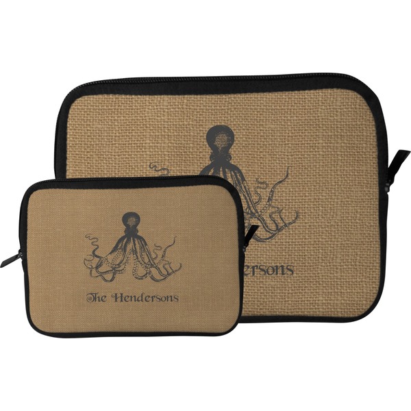 Octopus & Burlap Print Tablet Sleeve (Size Comparison)