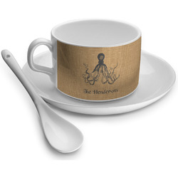Octopus & Burlap Print Tea Cup - Single (Personalized)