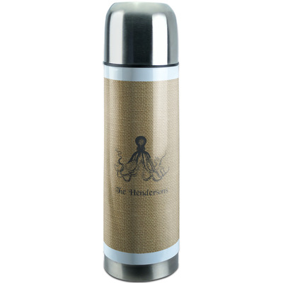 Octopus & Burlap Print Stainless Steel Thermos (Personalized)