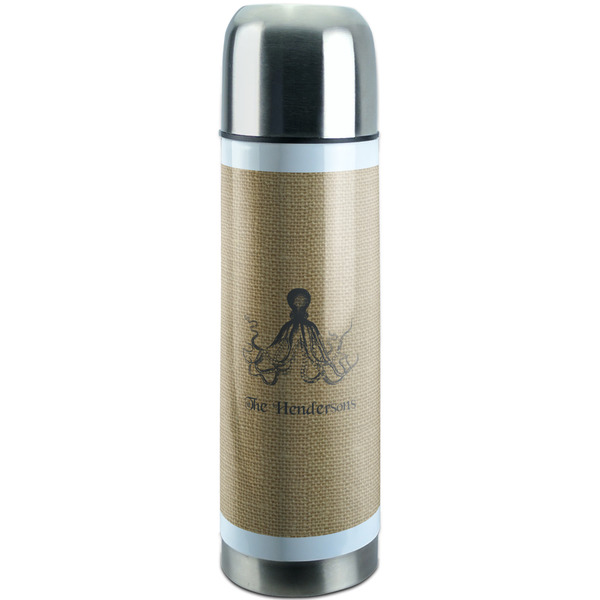 Custom Octopus & Burlap Print Stainless Steel Thermos (Personalized)