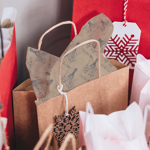 Octopus & Burlap Print Tissue Paper - In Gift Bag