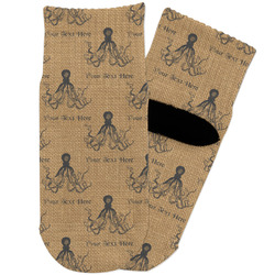 Octopus & Burlap Print Toddler Ankle Socks (Personalized)