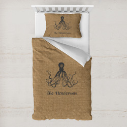 Octopus & Burlap Print Toddler Bedding Set - With Pillowcase (Personalized)