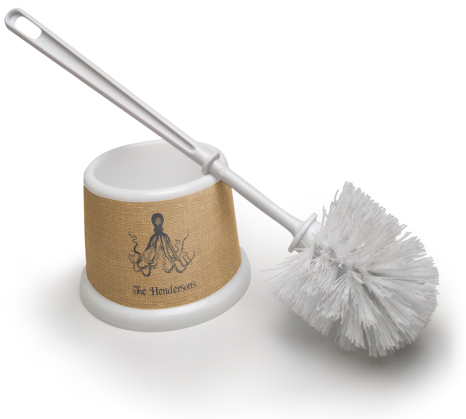 Octopus & Burlap Print Toilet Brush (Personalized) YouCustomizeIt