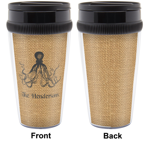 Octopus & Burlap Print Travel Mug Approval (Personalized)