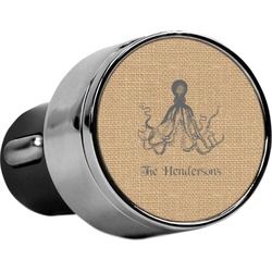 Octopus & Burlap Print USB Car Charger (Personalized)