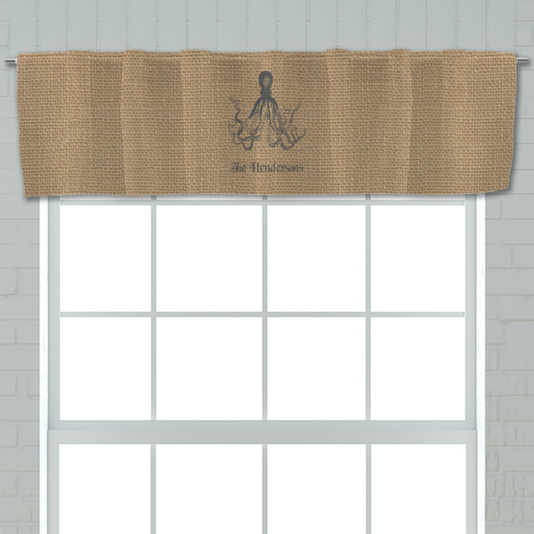 Octopus & Burlap Print Valance - Closeup on window