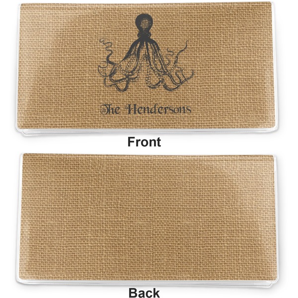 Octopus & Burlap Print Vinyl Check Book Cover - Front and Back