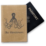 Octopus & Burlap Print Vinyl Passport Holder (Personalized)