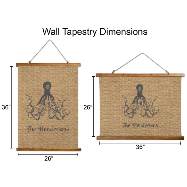 Octopus & Burlap Print Wall Hanging Tapestries - Parent/Sizing