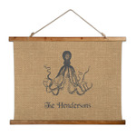 Octopus & Burlap Print Wall Hanging Tapestry - Wide (Personalized)