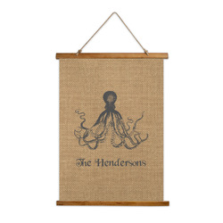 Octopus & Burlap Print Wall Hanging Tapestry - Tall (Personalized)