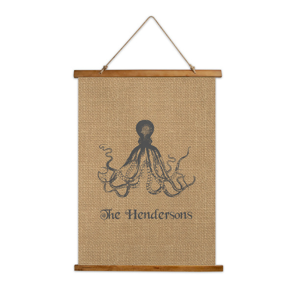 Custom Octopus & Burlap Print Wall Hanging Tapestry - Tall (Personalized)